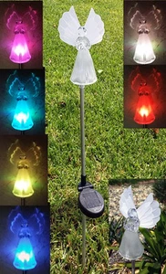 Set of 2 Garden Angel with Fiber Optic Wings Color change LED Yard Stick - Picture 1 of 1