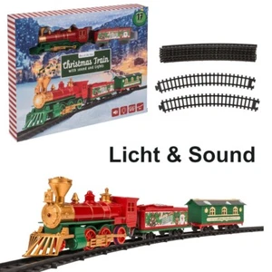 Weihnachtseisenbahn mit Schienen & Waggons Dampflock Licht Sound für Tannenbaum - Bild 1 von 11