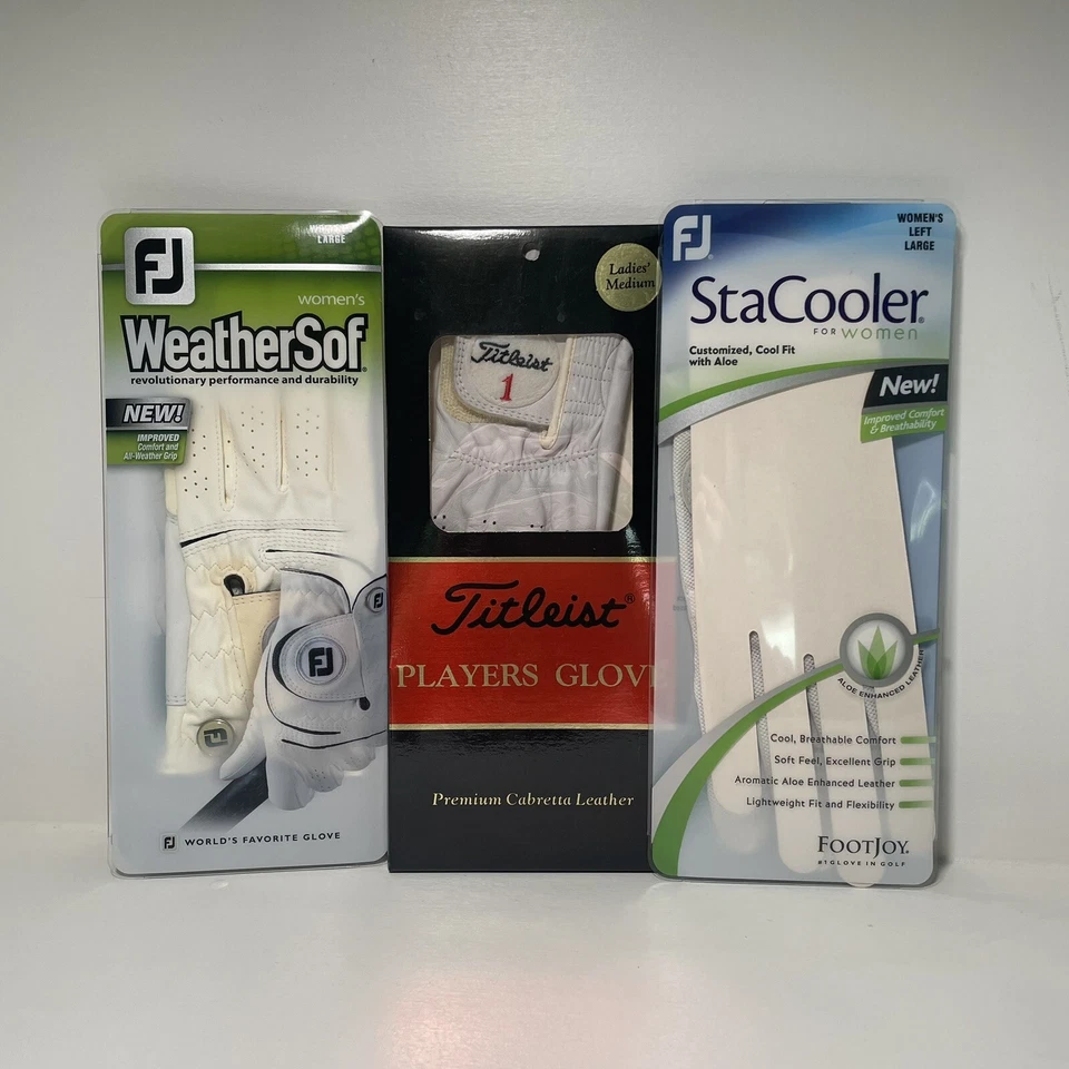 Lote/Paquete de 3 Guantes de Golf NUEVOS para Mujer Talla M y L Titleist y Foot Joy Izquierdo Foto 1 de 1