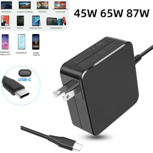 45W 65W 87W USB C Type C AC Adapter Charger For ASUS HP DELL Samsung Macbook LG - Picture 1 of 17