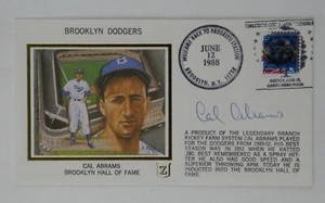 Cubierta de primer día firmada por Cal Abrams FDC Z Silk Cachet Dodgers certificado de autenticidad JSA solo pegatina - Imagen 1 de 4