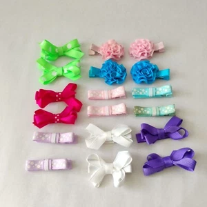 9 Pairs Toddler Girls Bow Ribbon Hair Clips Multicolor Polka Dots Flowers 1.75" - Picture 1 of 9