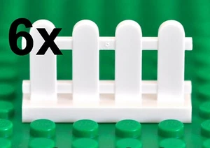 LEGO PARTS - 6X WHITE PICKET FENCES 1X4X2 STUDS/FARM GARDEN/CITY/PALINGS/HOUSE - Picture 1 of 1