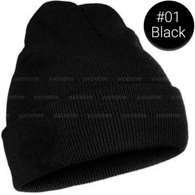 Beanie Hat Cap Plain Knit Ski Skully Cuff Winter Warm Slouchy Men Women Solid CF - Image 1 of 4