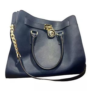 Michael Kors Hamilton Schulranzen Tasche groß marineblaugold Akzente Tragetasche Schultertasche - Bild 1 von 18