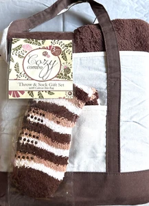 Women New Cozy Combo 3 Piece Gift Set-Throw/Sock/Canvas Tote Bag - Picture 1 of 5