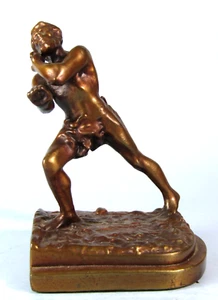 RARA ARMADURA BRONCE HÉRCULES BRONCE REVESTIDO SUJETALIBROS ANTIGUA ESTATUA HOMBRE FUERTE AÑOS 20 - Imagen 1 de 11
