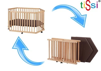 2nd Choice tiSsi® Folding Playpen Beech Natural, Refurbished - Image 1 of 4