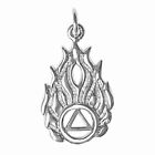 AA Anonimowi Alkoholicy Wisiorek z płonącym symbolem, styl #820, srebro szterlingowe