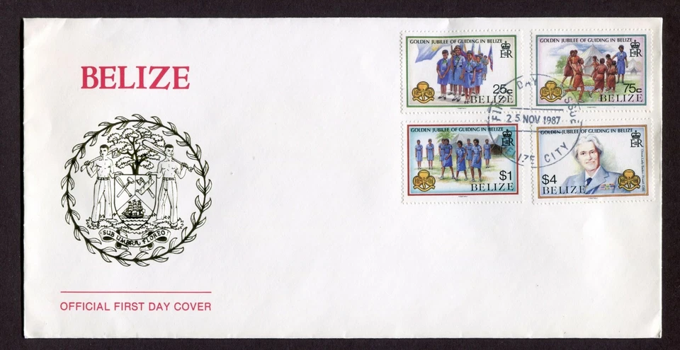 BELIZE 1987, GIRL GUIDES GOLDEN JUBILEE, Scott 873-876 on F.D.C. - Image 1 of 1