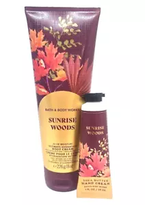 Crema corporal Bath & Body Works Sunrise Woods 8 oz y crema de manos 1 oz nueva - Imagen 1 de 3