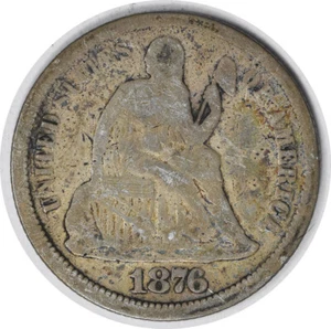 1876-CC Liberty Seated Silver Dime Type 2 Rev FS-901 VG Uncertified #322 - Picture 1 of 2