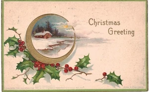 Clapsaddle Scena Rurale di Natale DORATA 1905 - Foto 1 di 2