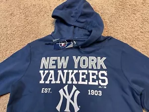 Majestic New York Yankees EST. 1903 Men's Navy Blue Hoodie Sweatshirt - Picture 1 of 5
