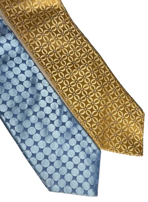Juego de 2 Corbatas Ike Behar Azul y Dorado 4" Ancho GR2801 Foto 1 de 4