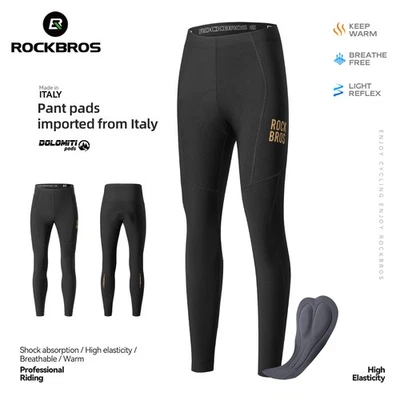 ROCKBROS Pantalones Térmicos de Ciclismo para Hombre, 4D Acolchados Invierno Bicicleta Medias Forradas de Vellón Foto 1 de 4