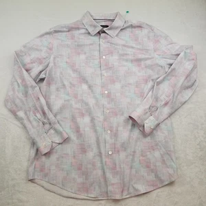 Bugatchi Shirt Mens 2XL Mint OoohCotton Tech Long Sleeve 8 Way Stretch Geometric - Picture 1 of 8