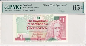 The Royal Bank of Scotland 1 Pound 1994 Color Trial Specimen PMG 65EPQ - Picture 1 of 3