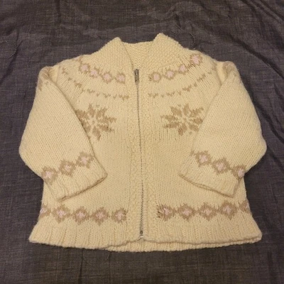 Cárdigan Suéter Baby Gap Mezcla Lana Cremallera Niñas XL 18-24 Meses Vacaciones Copos de Nieve Foto 1 de 4