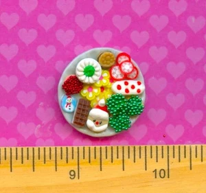 Puppenhaus Miniatur kleinerer GLAS Teller Sues Weihnachtsplätzchen # 1177 - Bild 1 von 2