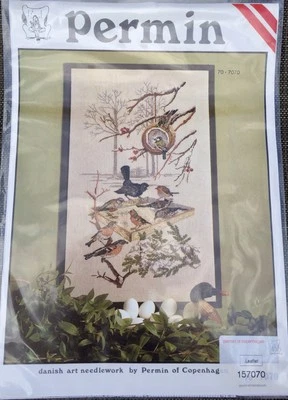 Birds in Winter Bird Feeder - Permin Danish Cross Stitch Pattern - Image 1 of 2
