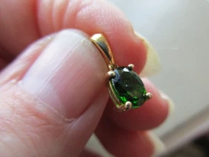 ANTIQUE VINTAGE 925 STAMP SILVER GOLD WASH GREEN CRYSTAL FOB CHARM DOLLS PENDANT - Picture 1 of 4