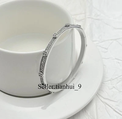 New! Tory Rinestone Silver Bangle with Jewelry Pouch Sz: Width 5.7cm , hight 5cm - Image 1 of 3