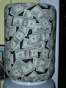 MONEY DOLLAR BANK CASH $$$ 5 GALLON WATER COOLER BOTTLE COVER KITCHEN DECORATION - Picture 1 of 2