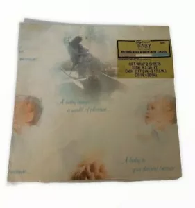 Vintage AMERICAN GREETINGS Forget Me Not Baby Shower Wrapping Paper Gift Wrap - Picture 1 of 6