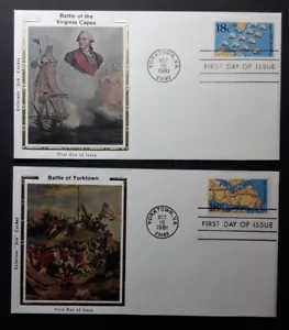 US Scott #1937-38, 1981 18c, "Virginia Capes & Yorktown" Am. Bicen. on FDC Color - Picture 1 of 4