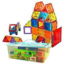 Mag-Genius Building Magnet Tile Blocks - Clear Colors, 108 Pieces (MGS-108)