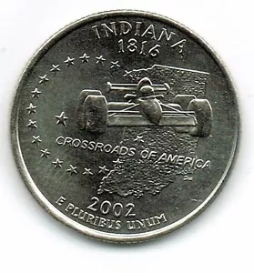 2002-D Denver Brilliant Uncirculated Indiana 19TH State Quarter Coin! - Picture 1 of 2