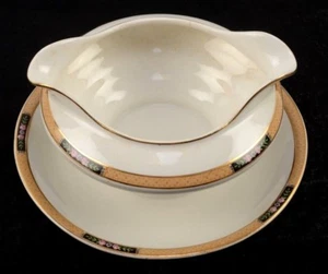 Knowles Taylor & Knowles China Gravy Boat con placa base adjunta patrón KTK11 - Imagen 1 de 4