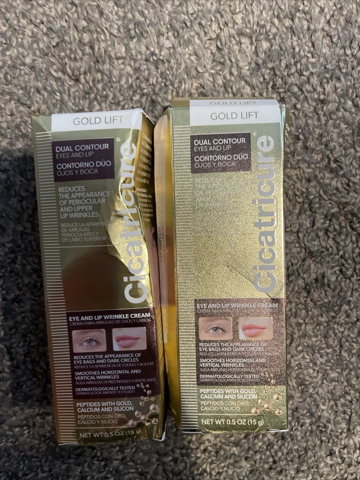 Cicatricure Gold Lift Dual Contour Eye and Lip Wrinkle Cream Anti Aging 0.5 Oz