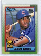 1990 Topps #464 Jerome Walton Chicago Cubs Baseball Card AUTOGRAPH AS Rookie Cup