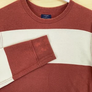 J Crew Sweatshirt Mens Small Long Sleeve Pullover Brown White Stripe Casual* - Picture 1 of 12