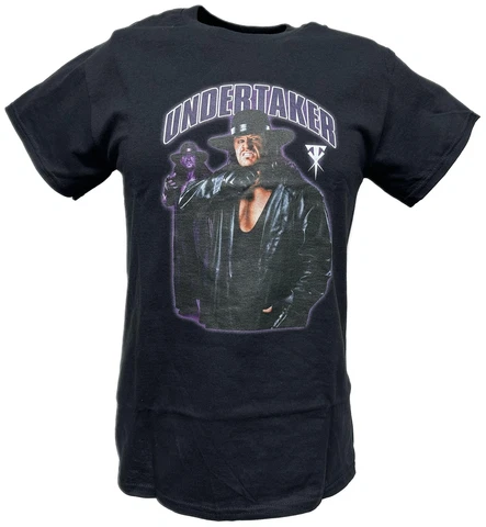 Undertaker Trenchcoat Hat Mens Black T-shirt WWE Cover