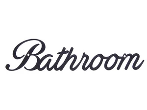 Bathroom Toilet Word Art Sign Home Decor Wall Hanging Cursive Script Typography - Picture 1 of 4