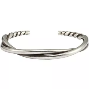 Men Women Retro Bangle 925 Sterling Silver Twist Smooth Bracelet Jewelry Gift - Picture 1 of 10
