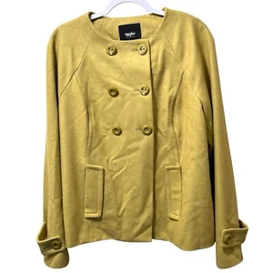 Mossimo Women's Mustard Color Wool Coat, Large Buttons Faux Pockets Size XXL NWT - Picture 1 of 7