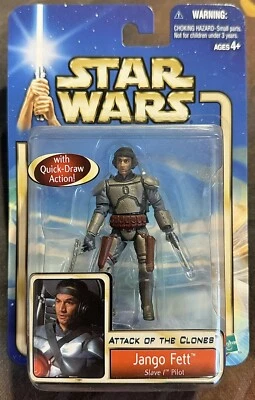 STAR WARS SAGA ATTACK OF THE CLONES JANGO FETT WITH SLAVE 1 PILOT FIGURE - image 1 of 2