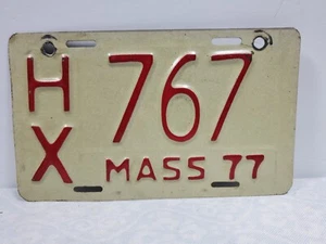 Oldtimer 1977 Massachusetts Motorrad Nummernschild HX 767 HX767 Tag Sign - Bild 1 von 4