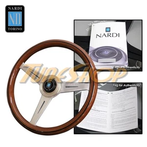 ITALY NARDI CLASSIC 360MM STEERING WHEEL MAHOGANY WOOD W SATIN SPOKES ALUM RING - Picture 1 of 1