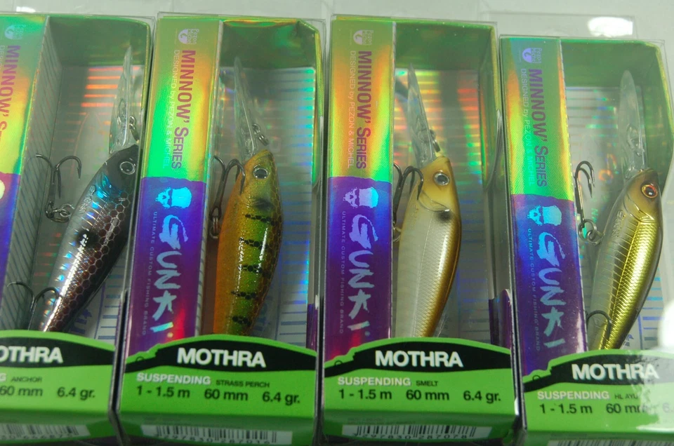Gunki Wobbler Mothra 60 SP Raubfisch Spinnangeln Wobbler Barsch + neue Farben