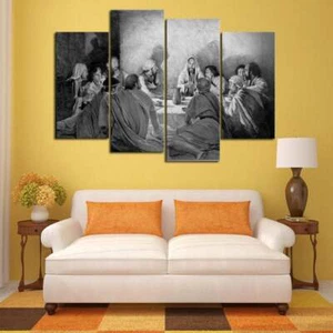 Multi Panel Print Last Supper Canvas Wall Art Upper Room Piece Black & White - Picture 1 of 11