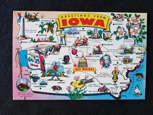 IOWA Karte Grüße aus......   Verschiedene Sehenswürdigkeiten Hawkeye State Postkarte - Bild 1 von 2