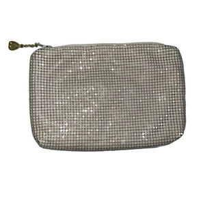 Whiting & Davis Clutch Womens Vintage Metal Mesh White Zipper Top Closure - Picture 1 of 7