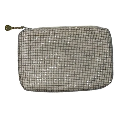 Whiting & Davis Clutch Womens Vintage Metal Mesh White Zipper Top Closure - Image 1 of 4