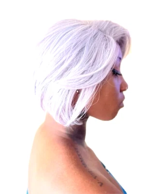 Purple layered pre-cut wig with side part - Image 1 of 4