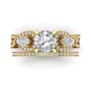 1.925 tcw Round CutEngagement Promise Ring for Women 14K Yellow Gold Clear - Picture 1 of 5